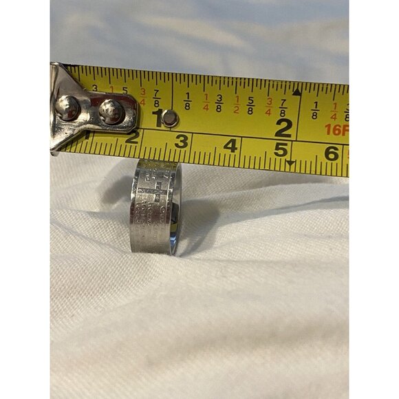 Lord’s Prayer with Cross Stainless Steel Band Ring ED FORCE Size 6 Christ Bible - Picture 7 of 7